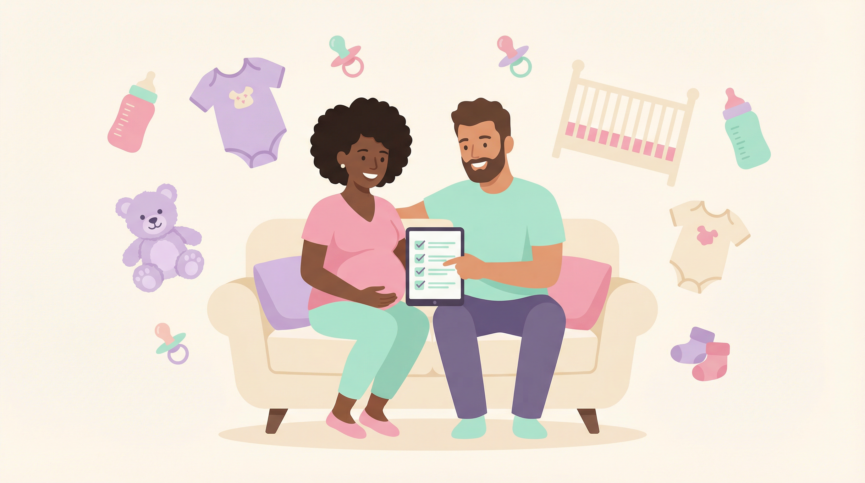 Happy couple preparing for baby